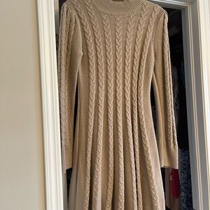 Cable Knit Tan Sweater Dress